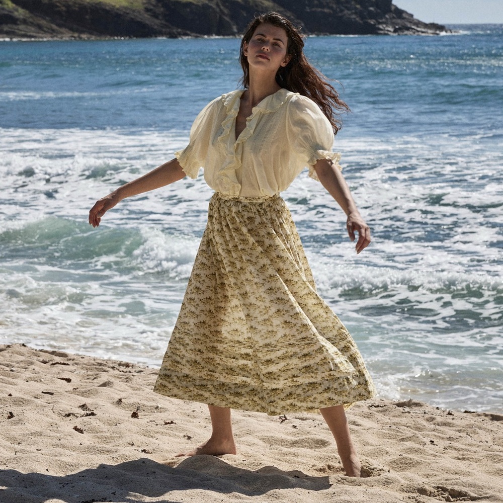DÔEN NWT Marcie skirt in citron rosier floral - Picture 6 of 16